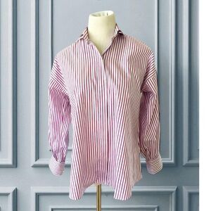 ANN MASHBURN NWOT PAULINA POPOVER RASPBERRY STRIPED SHIRT SIZE SMALL